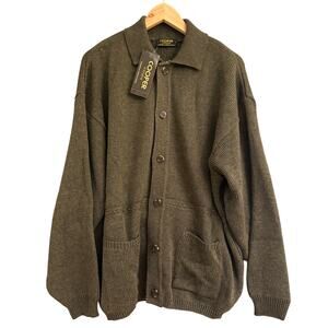 Cooper Knitting Mills Wool Blend Cardigan Sweater Green Size L Canadian Made NEW